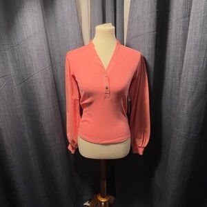 1. State Coral Button-Up Blouse NWT